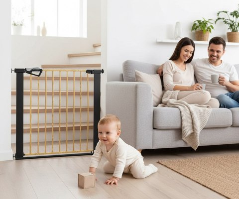 MILLY MALLY 6575 Bramka zabezpieczająca - barierka na schody Guardy 83 Black Natural