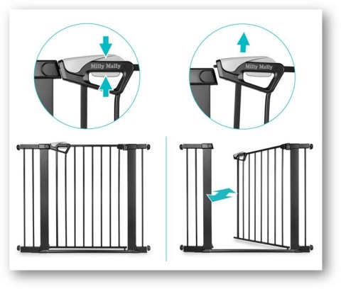 MILLY MALLY 6577 Bramka zabezpieczająca - barierka na schody z rozszerzeniem Guardy 104 Black
