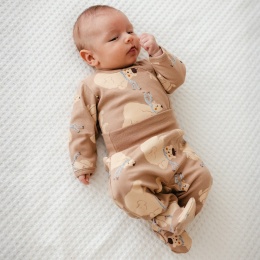 Półśpiochy niemowlęce w misie beżówe 56-68