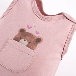 Śpioch niemowlęcy różowy z misiem 56-68