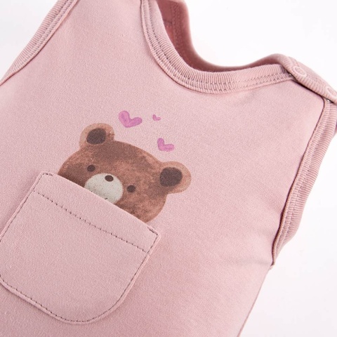 Śpioch niemowlęcy różowy z misiem 56-68