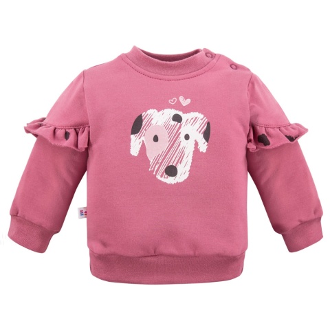 Bluza dziecięca dresowa z pieskiem jagodowa 62-104