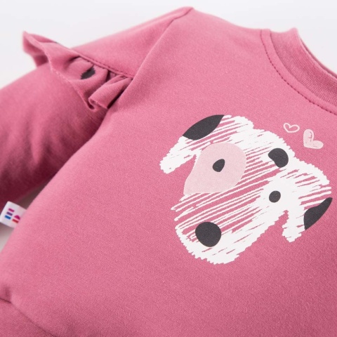 Bluza dziecięca dresowa z pieskiem jagodowa 62-104