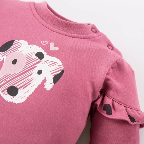 Bluza dziecięca dresowa z pieskiem jagodowa 62-104