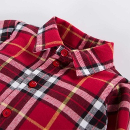 Body dziecięce koszulowe z kołnierzykiem w bordową kratkę 62-80