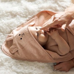 B.O.1553/04 Okrycie kąpielowe bambusowe z kapturkiem 100x100cm różowe