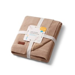 B.O.1671/03 Kocyk bawełniany z flanelowym podszyciem ciemny beż