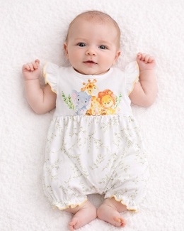 Rampers na lato dla dziewczynki Zwierzątka i gałązki