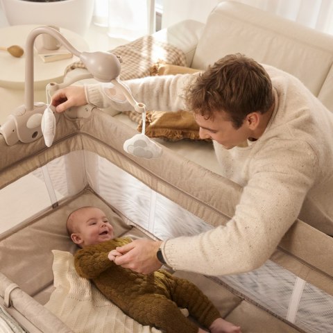 Łóżeczko turystyczne KINDERKRAFT LEODY UP z dwoma poziomami - beżowe