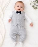 Elegancki pajacyk niemowlęcy szary (kamizelka)