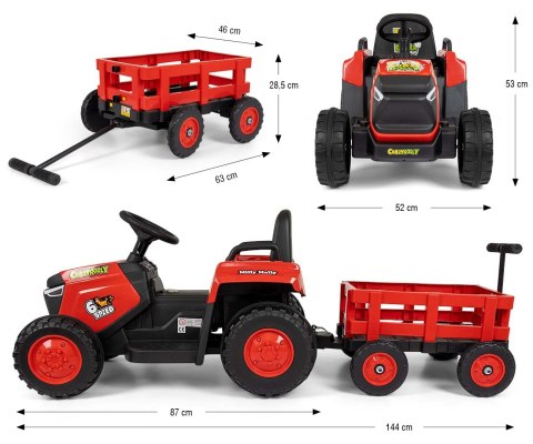 Traktor na akumulator z przyczepką Milly Mally ROLLY 12 V – pilot, światła LED i panel audio
