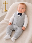 Elegancki pajacyk niemowlęcy szary (kamizelka)