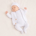 Komplet do chrztu dla chłopca biały: body, spodnie, bluza, czapka