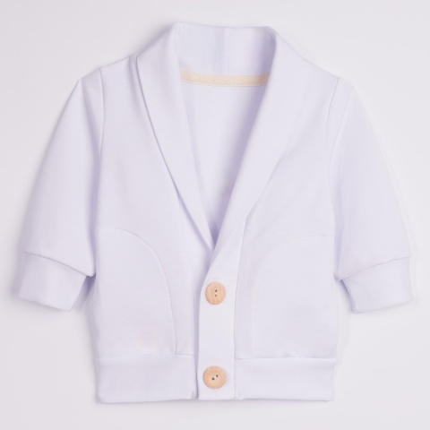 Komplet do chrztu dla chłopca biały: body, spodnie, bluza, czapka