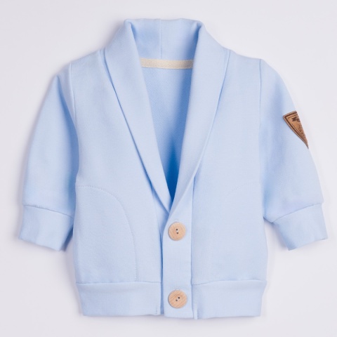 Komplet do chrztu dla chłopca błękitny: body, spodnie, bluza, czapka