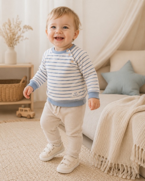 Bluza dziecięca Marynarskie Paski – ecru 68-104