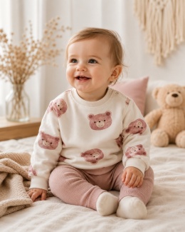 Bluza dziecięca w misie – ecru 68-98