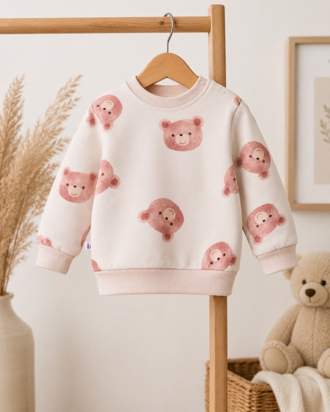 Bluza dziecięca w misie – ecru 68-98