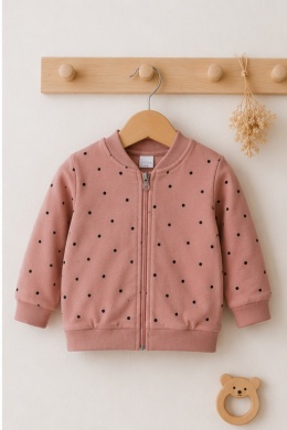 Bluza dziewczęca w groszki – pudrowy róż