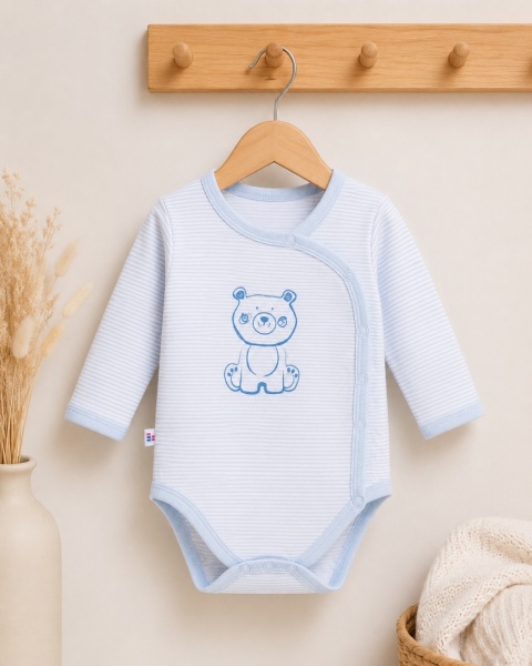Body dziecięce rozpinane w paski Big Bear niebieskie 56-68