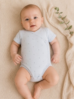 Body kopertowe z krótkim rękawem niebieskie w księżyce HELLO 50-68