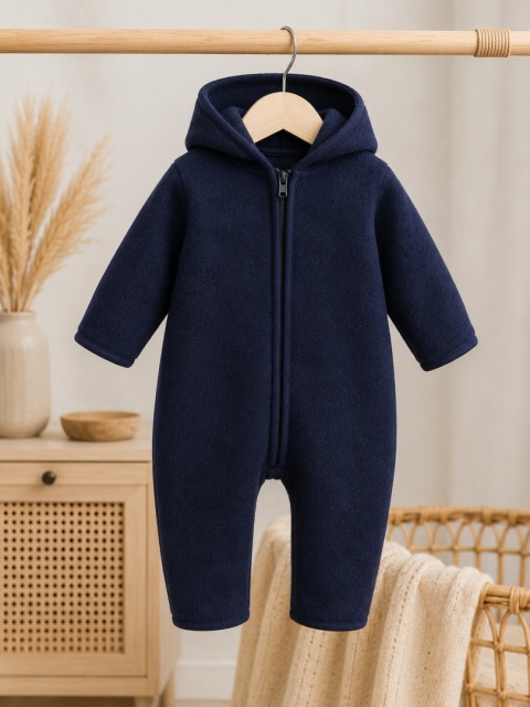 Kombinezon niemowlęcy z wełny merino granatowy | Polar merino | Eevi