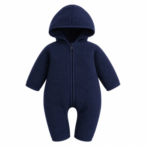 Kombinezon niemowlęcy z wełny merino granatowy | Polar merino | Eevi