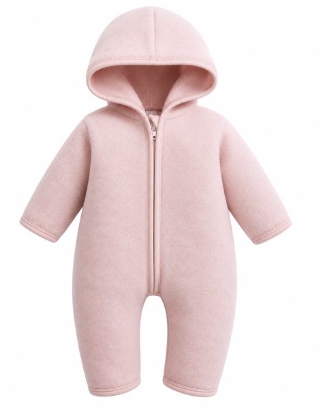 Kombinezon niemowlęcy z wełny merino różowy | Polar merino | Eevi