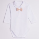 Komplet do chrztu dla chłopca beżowy: body, spodnie, bluza, czapka