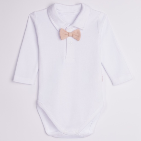 Komplet do chrztu dla chłopca beżowy: body, spodnie, bluza, czapka