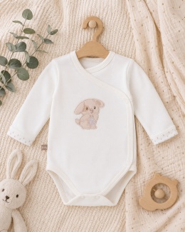 Body kopertowe niemowlęce z długim rękawem Newborn ecru