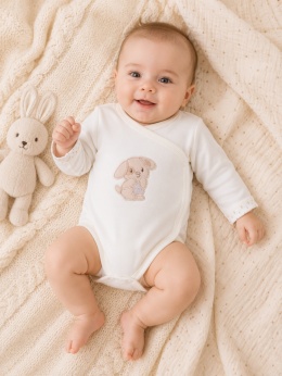 Body kopertowe niemowlęce z długim rękawem Newborn ecru