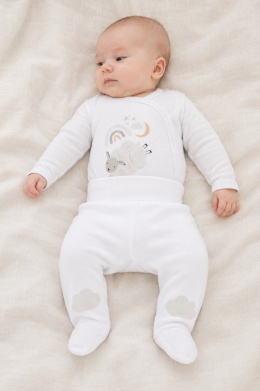 Białe półśpiochy niemowlęce z chmurkami Mellow 50-86