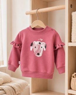 Bluza dla dziewczynki z pieskiem jagodowa 62-104