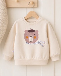 Bluza dziecięca z misiem jasny beż 62-104