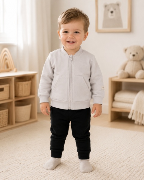 Bluza jasna beżowa dla chłopca rozpinana Simply Comfy 62-104