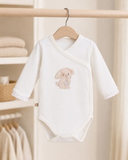 Body kopertowe niemowlęce z długim rękawem Newborn ecru 44-62