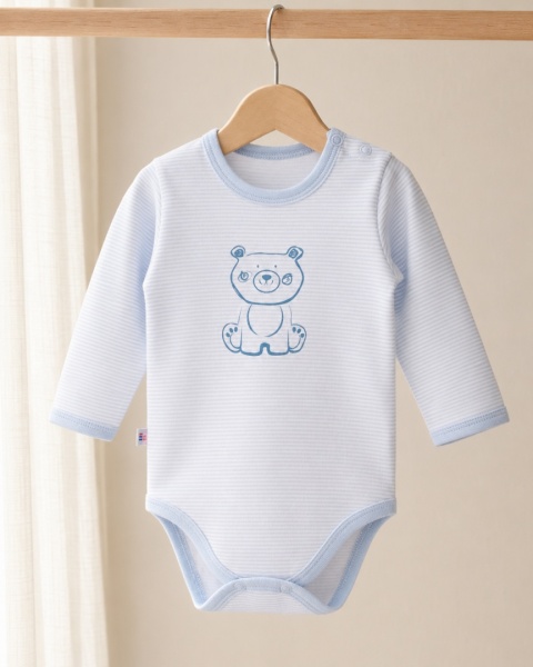 Body niebieskie w paski z misiem Big Bear 74-86