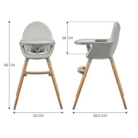Krzesełko do karmienia 2w1 Kinderkraft FINI 2 - szare (grey)