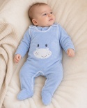 Komplet niemowlęcy welurowy niebieski z haftem - Hipcio