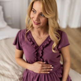 Koszula ciążowa i do karmienia LINDA winogronowa