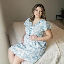 Koszula ciążowa i do karmienia LINDA niebieska w margaretki