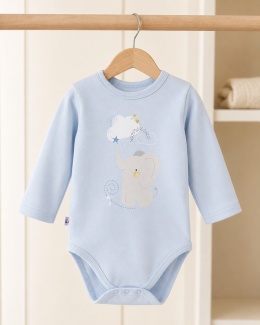 Niebieskie body z długim rękawem Mellow - Słonik 74-104