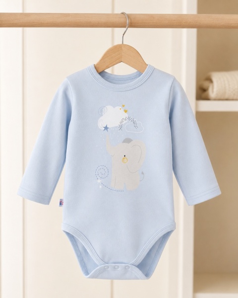Niebieskie body z długim rękawem Mellow - Słonik 74-104