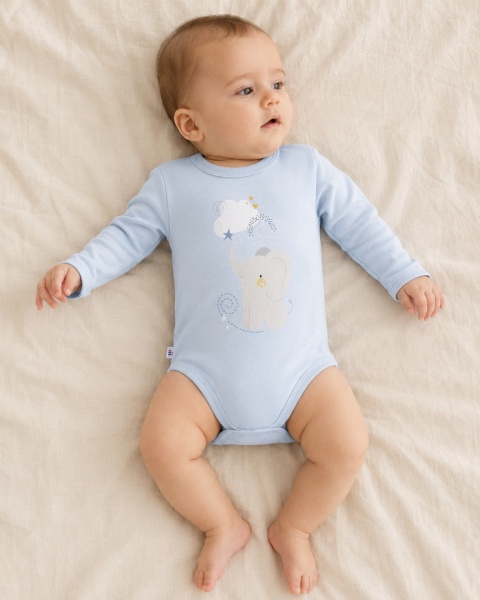 Niebieskie body z długim rękawem Mellow - Słonik 74-104