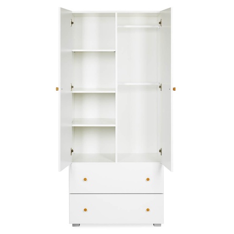 Szafa 2-segmentowa biała z akcentami sosnowymi 80x183x52 "KAROLINA"