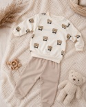 Komplet niemowlęcy w misie – bluza + spodnie | beżowy