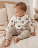 Komplet niemowlęcy w misie – bluza + spodnie | beżowy