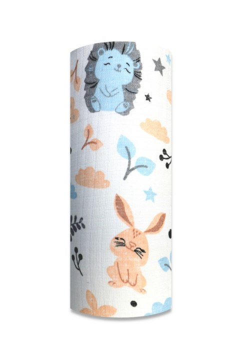 Pielucha tetrowa z nadrukiem 70x80cm - opakowanie 5szt. - JEŻ KRÓLIK BEŻOWY 7138