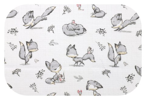 Pielucha tetrowa z nadrukiem 70x80cm - opakowanie 5szt. - LISEK SZARY 0503